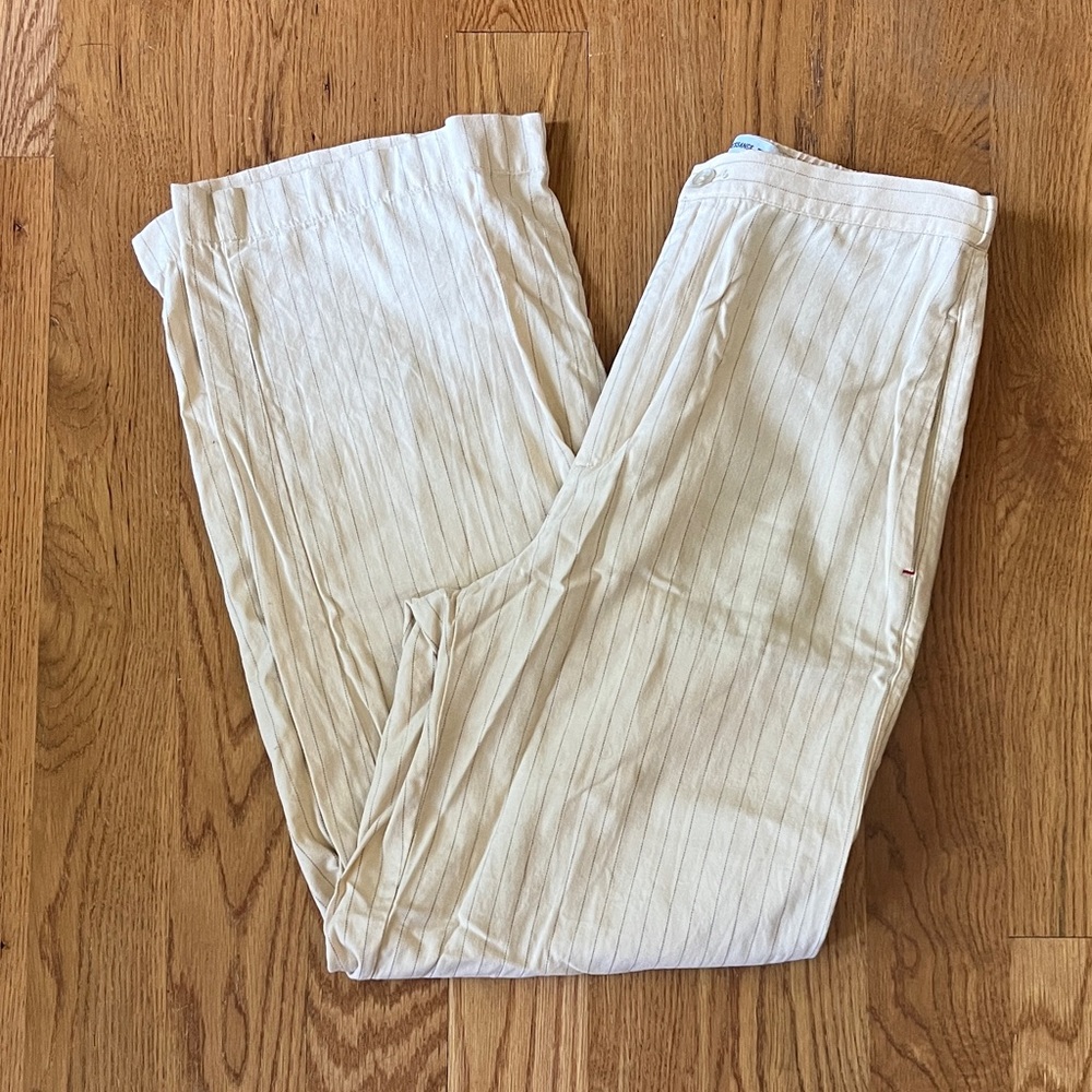 WoMen's Cream Striped Pants